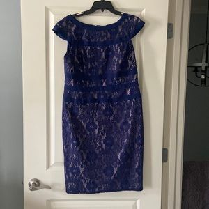 Adrianna Papell Navy/Lace Dress
